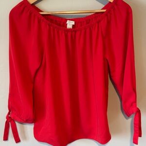 J. Crew Red Off-Shoulder Women's Blouse